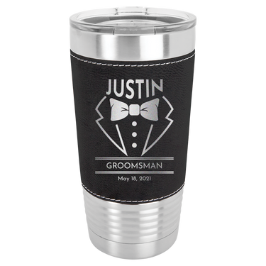 Custom Engraved 20oz Leatherette Tumblers Ideal Gifts for Groomsmen & Best Man